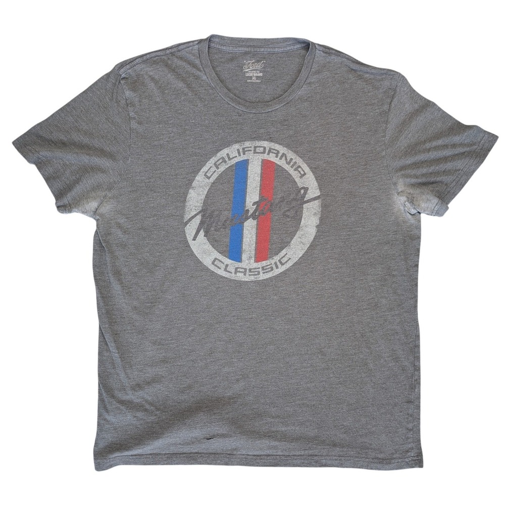 Lucky Brand Mustang Extra Large Gray Graphic Short Sleeve Tee Shirt